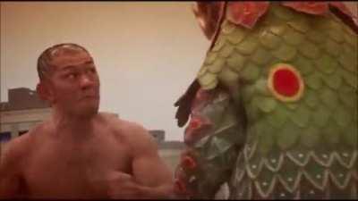 Minoru Suzuki battles a Kaiju