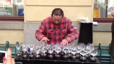 Glass harp artist transporting you to a different dimension