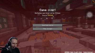 Twitch streamer spends 500 hours in Minecraft hardcore mode and dies to a creeper.