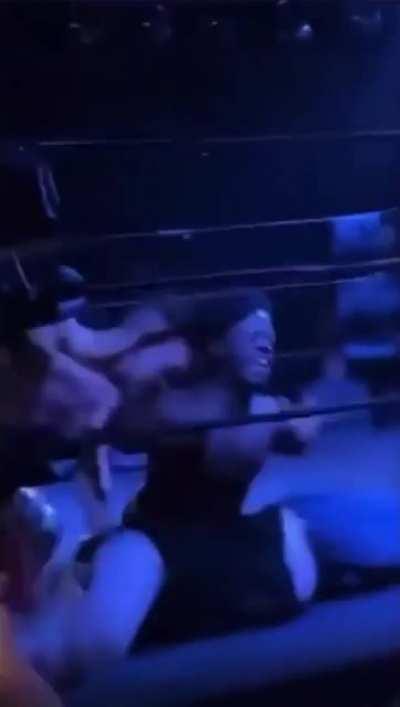 Guy rightfully gets beaten down after interrupting a pro wrestling match