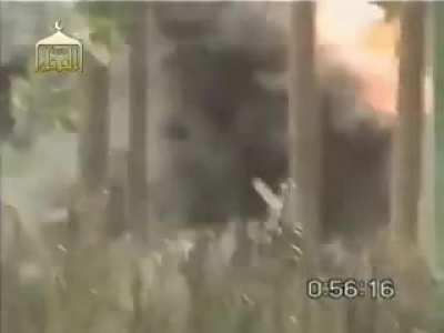 Iraqi insurgent sneak below US tank to plant IED then detonates it 