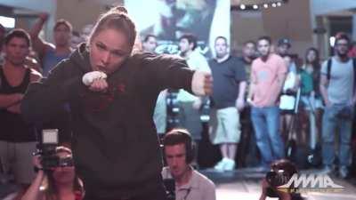 Ronda Rousey demonstrating how to shadow box