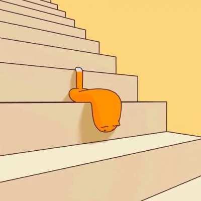 A Cat descending stairs