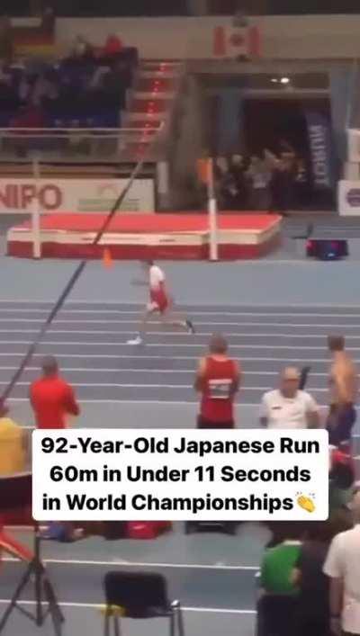 Japan’s Hiroo Tanaka, 92, won the 60-meter dash at the World Master Athletics Championships in Poland in the ‘over 90s’ category with a time of 10.95s.