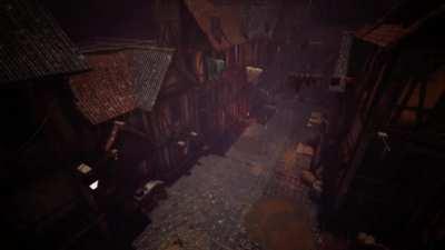 Waterdeep street, rainy variation, animated battle map teaser [OC]