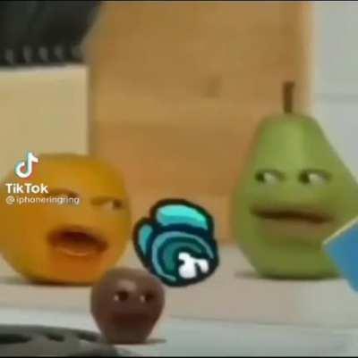 Mfw (my fuck when) pear is sus (suspicious)