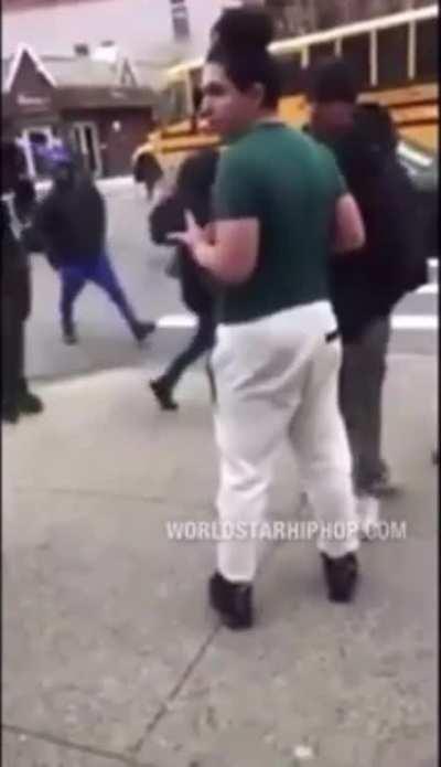 Bully gets beat up by Brooklyn dudes