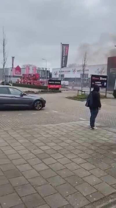 A fire inside a furniture store. This morning in the Netherlands