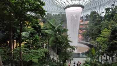 There's a huge waterfall inside Singapore's airport