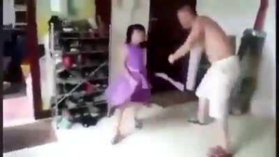 A video uploaded and later deleted by a Han Chinese man. In the video you can see him beating up three young girls who cry out 