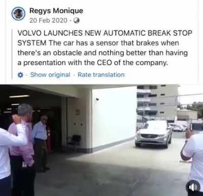 to test automatic break stop system with Volvo’s CEO