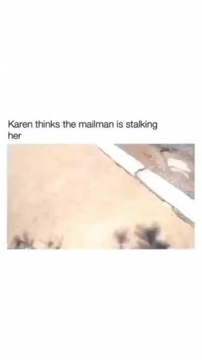 Mailman receives a package of Karen