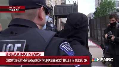 Tulsa PD arrest woman for trespassing at Trump rally despite the fact that she had a ticket and the constitutional right to protest