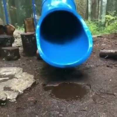 HMJ while I go down a wet slide