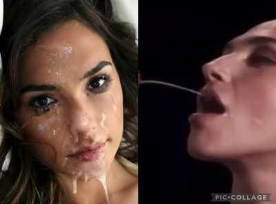 Gal Gadot taking that cumshot - Celebrity Cumshot Cum In Mouth Porn GIF by bbcbruce562