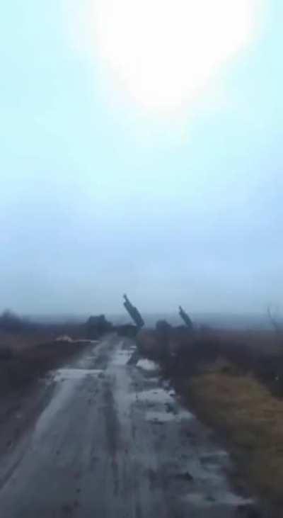 A pair of Ukrainian M142 HIMARS fires at a Russian position somewhere in eastern Ukraine