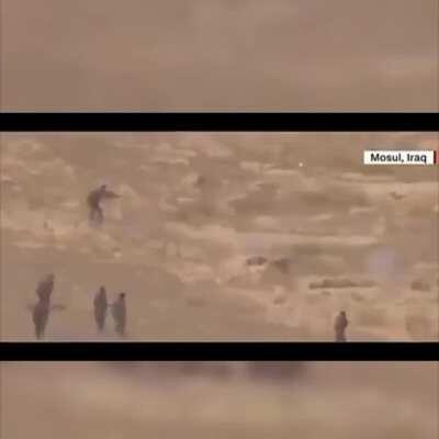 Some Intense fighting footage,Soldiers clear an Area after A Firefight,then an enemy troop is spotted just meters away from the Soldiers,Mosul,Iraq. [Not sure if it was posted here before].