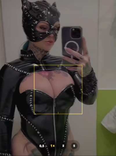 Riae dressed like Catwoman