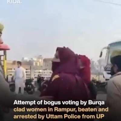 Uttar Pradesh: 2 Burqa-clad women arrested in Rampur during #UPElection2022 for casting bogus votes