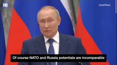 President of Russia, Vladimir Putin, conveys a horrific warning yesterday as to what will happen if Ukraine joins NATO: Fuck you, rest of the world. (This is some serious shit)