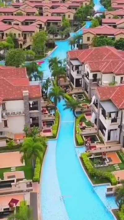 All these houses are connected by a pool.