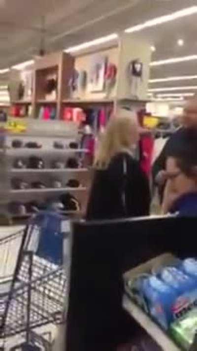 Crazy christian woman tries to convert man in store, then gets arrested.