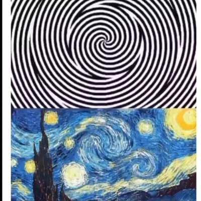 The best way to look at Van Gogh's Starry Night
is to stare at the white dot for at least ten
seconds, then look at the painting