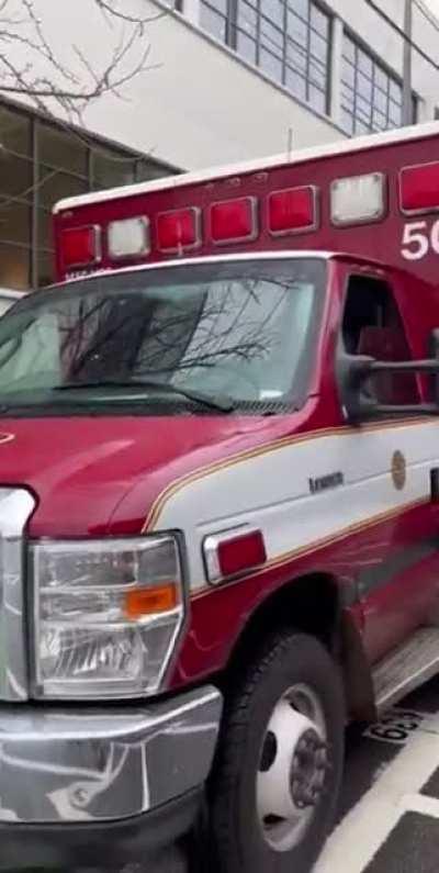 Bicyclist loses it on SFFD ambulance parked in bike lane after responding to medical emergency