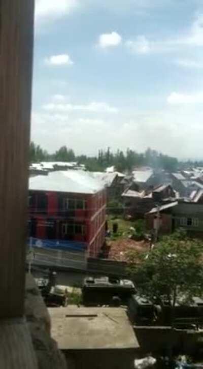 Insurgents set off some type of explosive as Indian soldiers encircle and breech the house they were sheltering in. Observed and recorded by an Indian OP, J&amp;amp;K, May 4, 2020