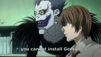 L Explaining Kira Why Gentoo is better than Arch.