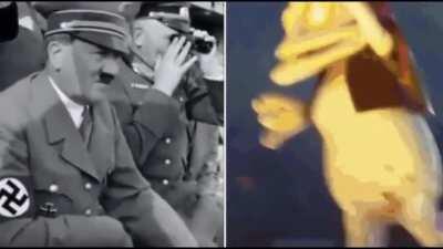 Hitler can’t refrain from moving it at racist frog concert 1940🐸