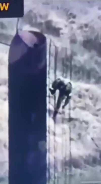 Russian soldier meets a remote mine at the end of a ladder. (NSFW)