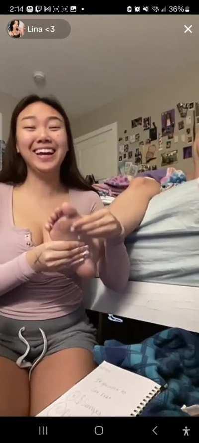 Lotioning asian soles