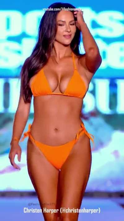 Christen Harper bouncy runway walk