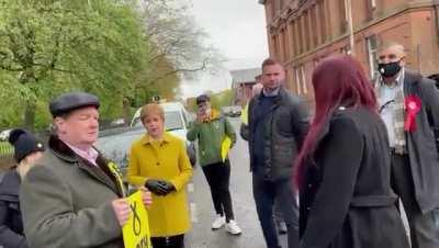 Nicola Sturgeon calling far-right bigot Jayda Fransen a &quot;Fascist &amp;amp; a Racist&quot; to her face.