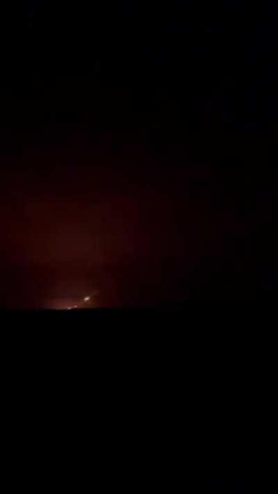 Footage of massive MLRS shelling on Ukraine from about 30 minutes ago