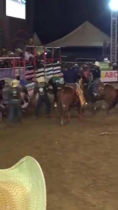 Bullrider gets stuck in rope and stomped ∞ times