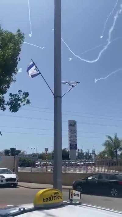 Iron Dome intercepting rockets over southern Israel yesterday (May 10, 2023)