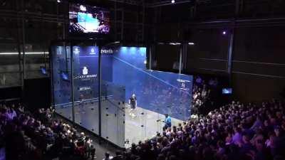 Squash commentators during a rally