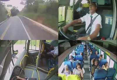 Bus driver with insane reflexes and handling saves the day