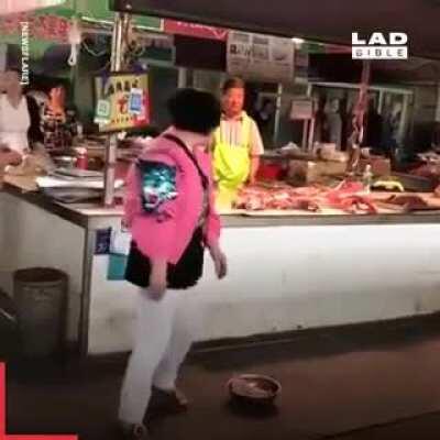 To throw the chicken on the floor