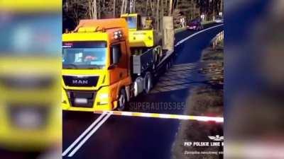 Idiot drives in front of train