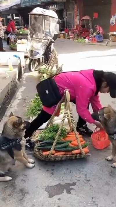 She is buying vegetable for her owner