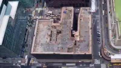 Demolition of an entire city block in downtown New York, one floor at a time. Implosion was not an option because the site (One Vanderbilt) is across the street from Grand Central Terminal