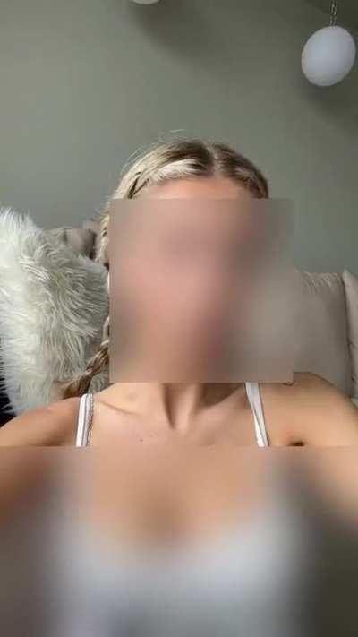 you got to 60 upvotes so here she is again! such a pretty face and big tits, neither of which you can see 😇