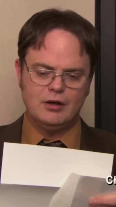 As Dwight's voice gets down while reading the more emotional it feels. this scene always gets me.