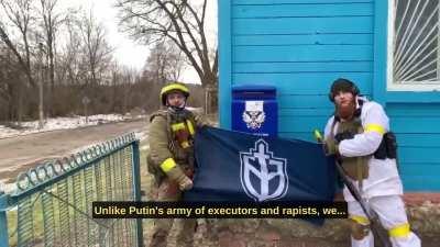 Russian volunteers entered the Bryansk oblast in Russia to fight Russian forces and liberate Russia, gun fire can be heard in the back.