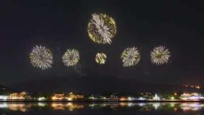 The opening of the 2020 Olympics in Japan included spectacular fireworks. However, because of COVID-19, the games were postponed. These fireworks could not be stored until 2021 so they were displayed and set off a few days ago under Mount Fuji.