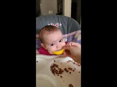 My Granddaughter, Parker, Enjoying Her First Lemon
