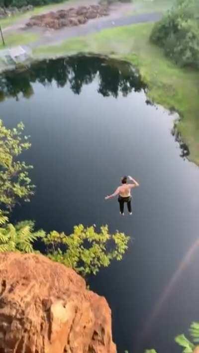 140' Cliff Jump... That's Gotta Sting!